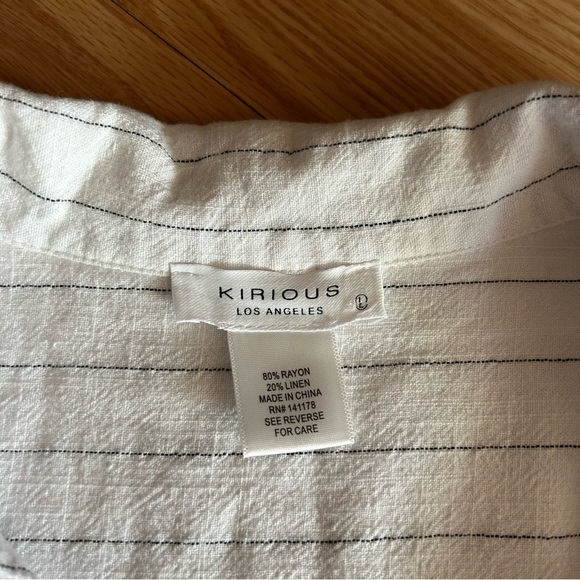 Kirious LA White Linen Blend Short Sleeve Cropped Top Large - Picture 2 of 5
